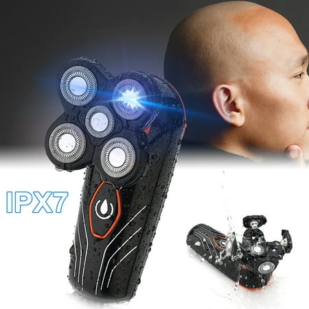 5 Head Floating Shaving Bald Head Men's Electric Foil Shaver Waterproof Wet and Dry Shaver (with USB Line & Brush) OR 1 PC Replacement Shaver (Best Electric Shaver For Bald Head)