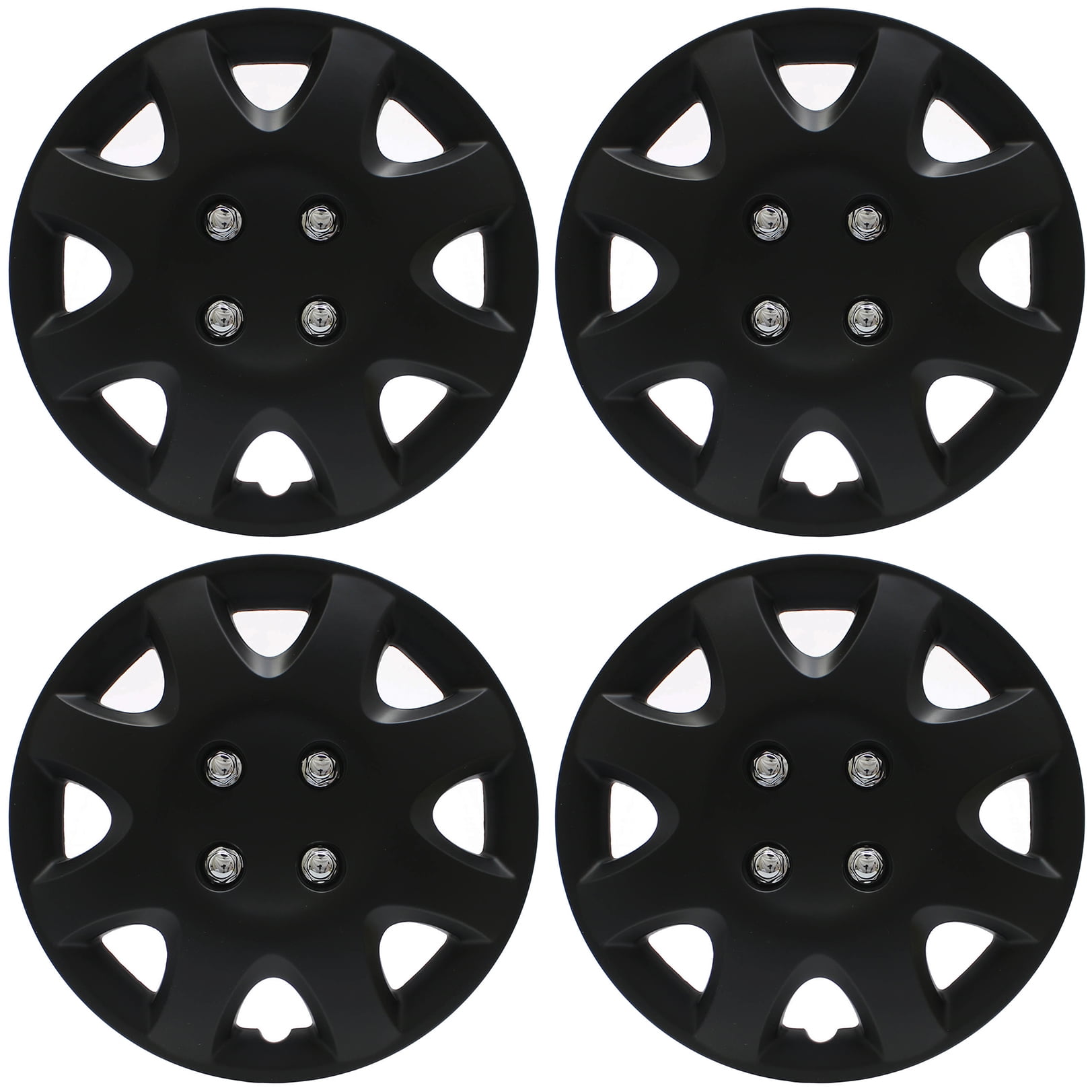 Cover Trend (Set of 4) 14" Inch Black Matte Hub Caps Wheel Covers