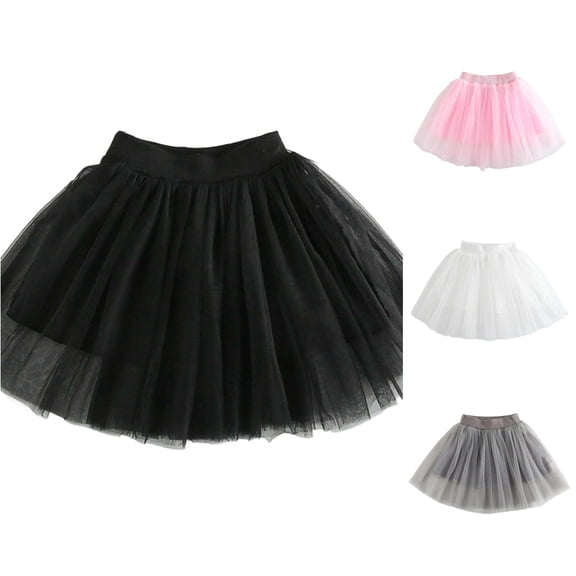 SGMVNU Girls Tutu Skirts Elastic Waist Layered A Line Petticoat Soft Tulle Skirt for Wedding, Ballet, Birthday Party, Black, Size 8-9 Years
