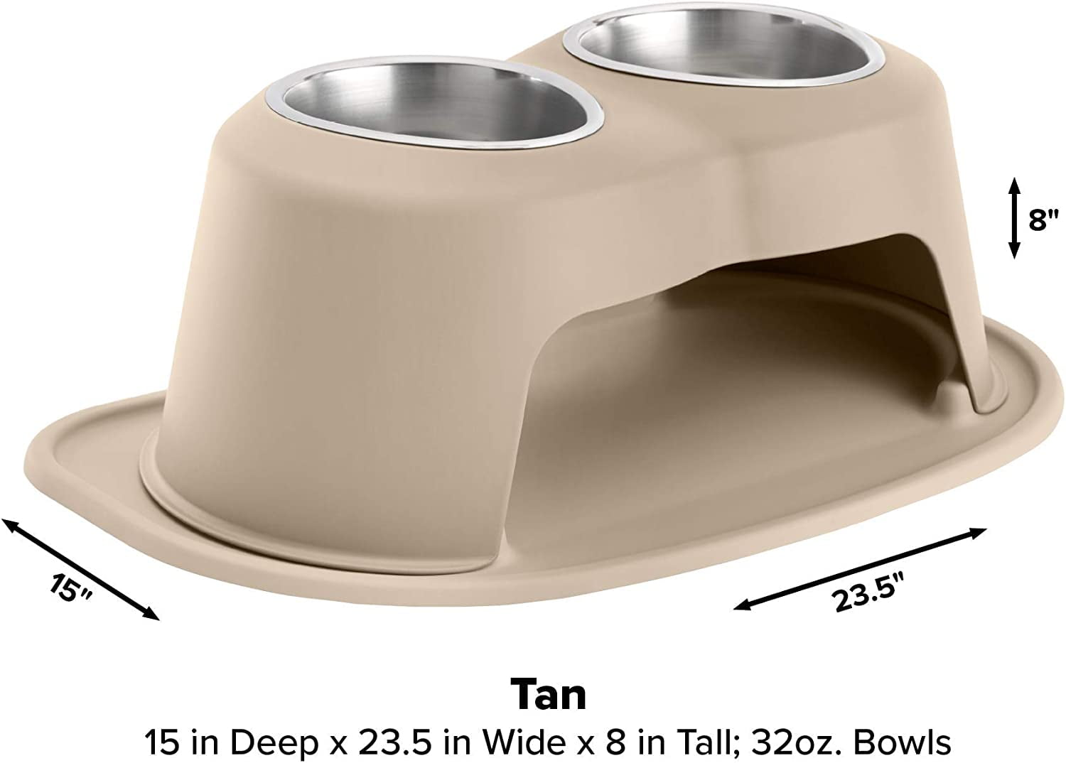 WeatherTech Double High Pet Feeding System - Elevated Dog/Cat Bowls - 8 inch High Tan (DHC3208TNTN)