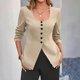 thumbnail image 2 of Camisetas para mujer,Chaqueta tipo cárdigan con cuello en U para mujer, chaqueta de manga larga con botones, top de punto informal para usar en casa, sopatenor, 2 of 9
