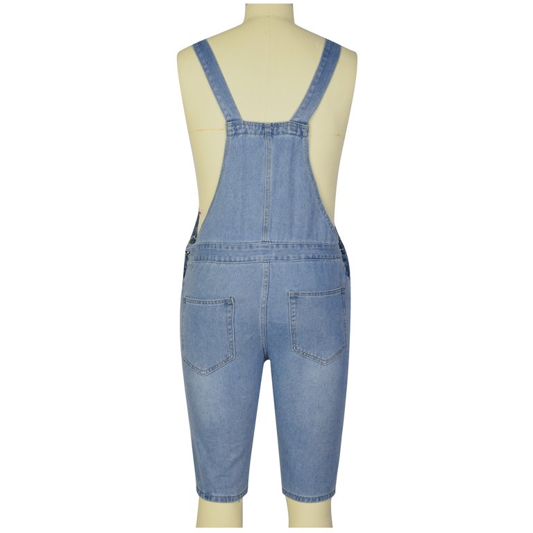 Funicet Gifts savings Deals! Denim Bib Overalls for Men Slim Fit Jumpsuit  Distressed Rompers Fashion Retro Short Jumpsuit w/ Pockets 