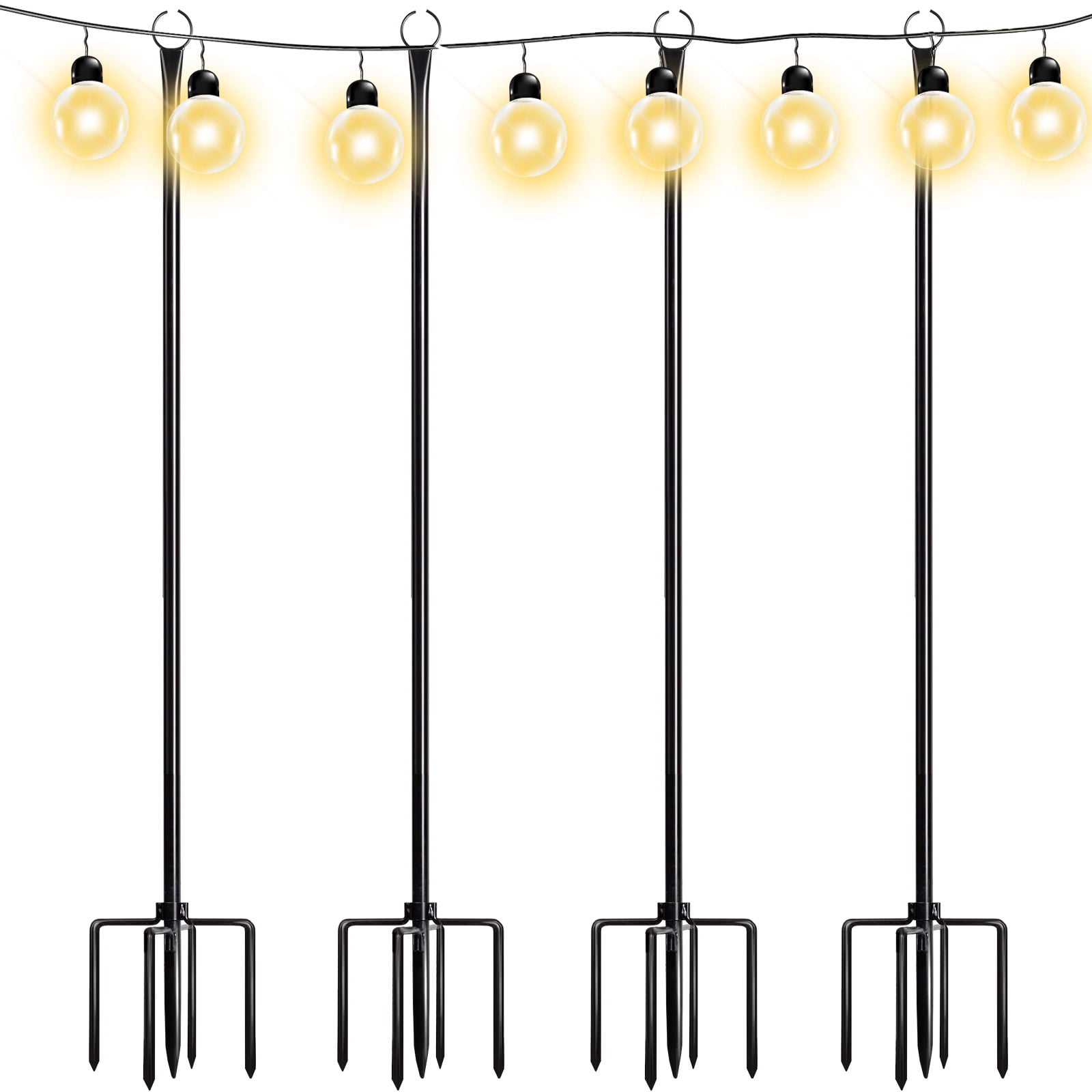 Walensee String Light Poles with Hook, 9.4FT Lights Hanger with 5Prong