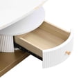 thumbnail image 6 of GZXS Nesting Coffee Table Set of 2, 47.24" Oval Center Tea Table and 19.69" Round Side Nightstand Set w/ White Faux Marble Top and Gold Metal Frame, Living Room Accent Furniture, 6 of 8