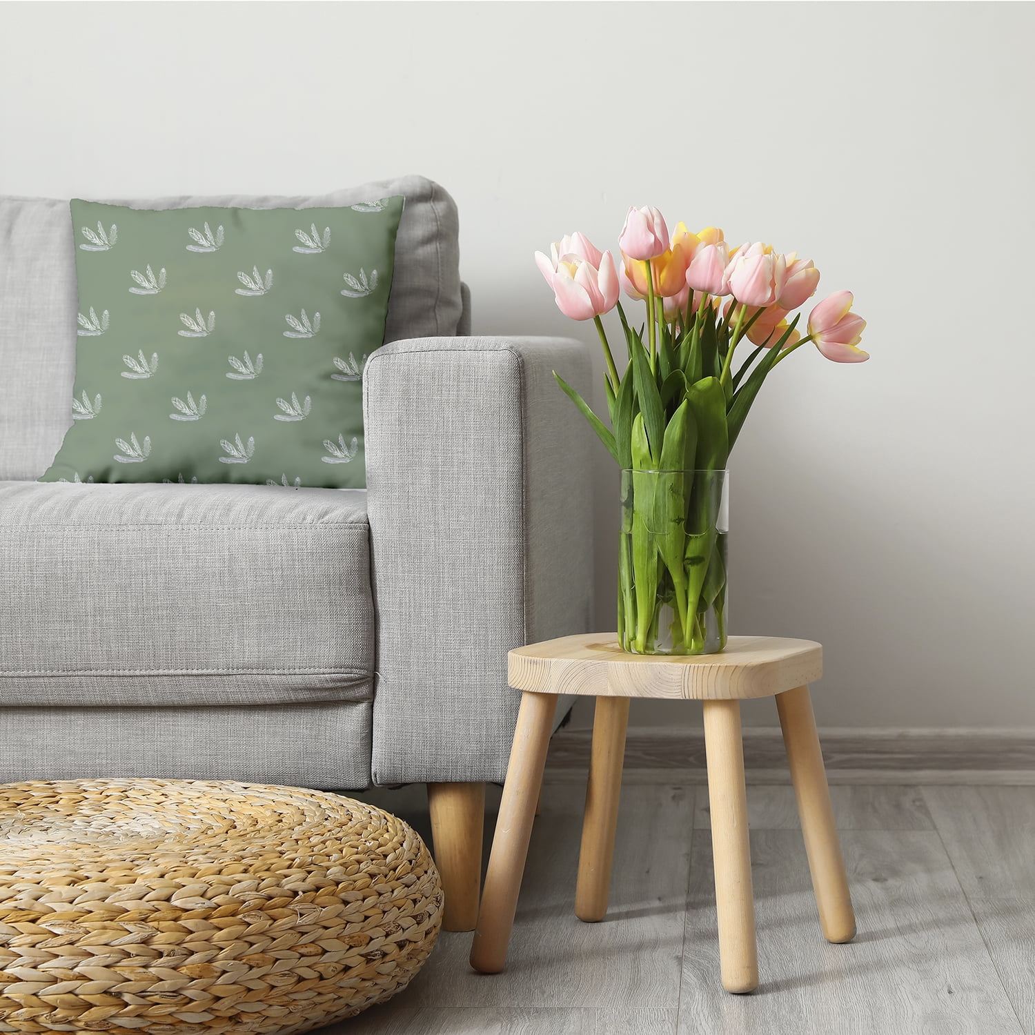 16" x 16" Simply Daisy Feather Pattern Decorative Throw Pillow