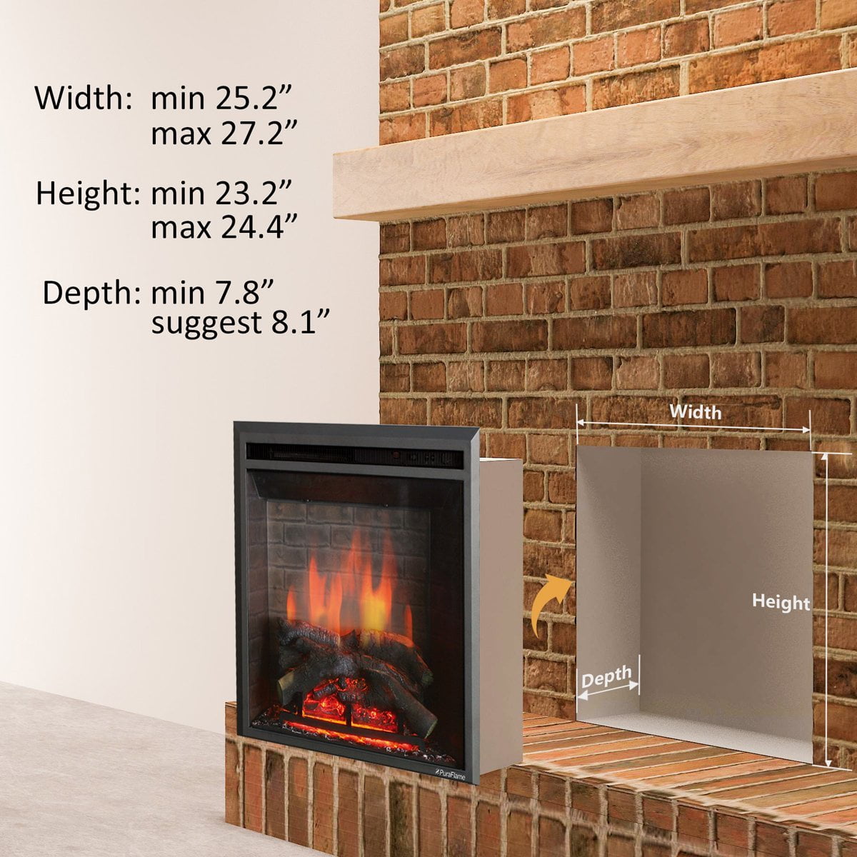 Puraflame 26 Western Electric Fireplace Insert With Remote