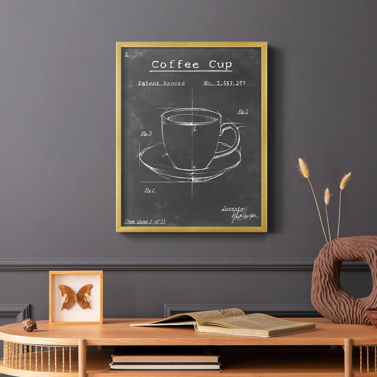 Morning Routine II Framed Print in Gold Solid Wood Framed Print No Nail Hanging