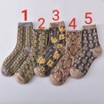 thumbnail image 5 of Zhuge 5 pares de calcetines florales para mujer, calcetines de algodón con rayas nórdicas y flores, calcetines retro bonitos y dulces con flores para niñas, 5-b, 5 of 5