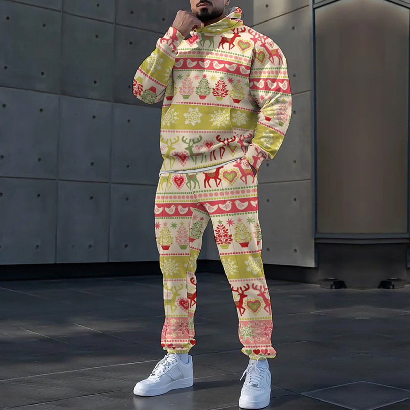 Survêtement Halloween Pour Homme - Ensemble 2 Pièces (sweat à Capuche + Pantalon) - Imprimé "Problem Gelöst" - 75% Coton, 25% Polyester