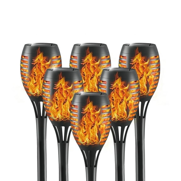 Euur Solar Lights Outdoor, Solar Torch Lights with Flickering Flame, 6Packs 12LED TorchLights Solar Lights Outdoor, IP65 Waterproof Solar Torch Light Auto On/Off for Garden,Patio, Yard, Pathway