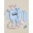 thumbnail image 5 of BemeyourBBs Newborn Baby Girl Easter Outfits Easter Bunny Long Sleeve Romper Rabbit Ruffle Skort Shorts Skirt Headband Socks Set Spring Summer Clothes, 5 of 9