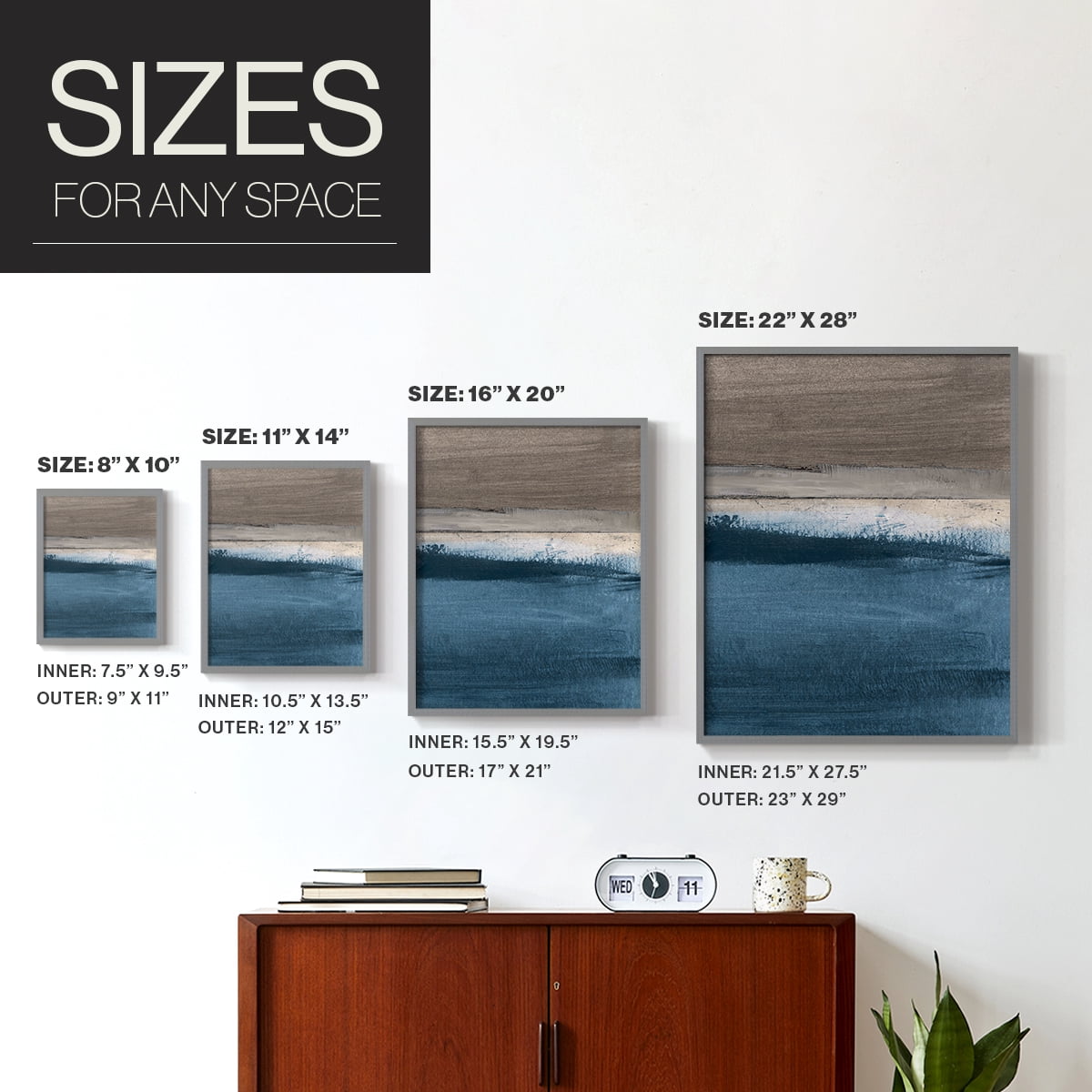 Midnight Sky II in Gray Solid Wood 11 x 14 Framed Print