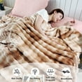 thumbnail image 3 of WOOW DEPOT Faux Rabbit Fur Blanket Thick Fleece Reversible, 1 PCS Twin Full 70.9" x 78.7", 2.6 lb Soft Warm Throw Machine Washable, Camel Gradient, 3 of 6