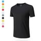 thumbnail image 4 of pstuiky camisetas de hombre, Blusa deportiva informal de color liso con cuello redondo y manga corta elástica para hombre camisas casuales para hombre l, 4 of 7