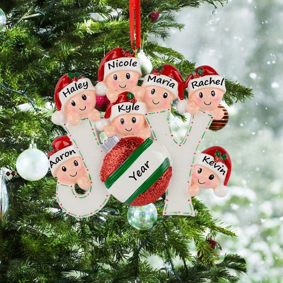 Maxora Personalized Ornaments Customized Christmas Ornament JOY Family of 7 Free Customize