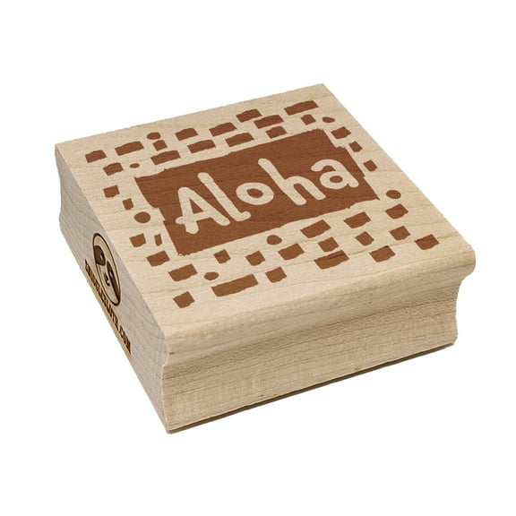 Aloha Hello Hawaiian Doodle Square Rubber Stamp Stamping Scrapbooking Crafting - Small 1.25in