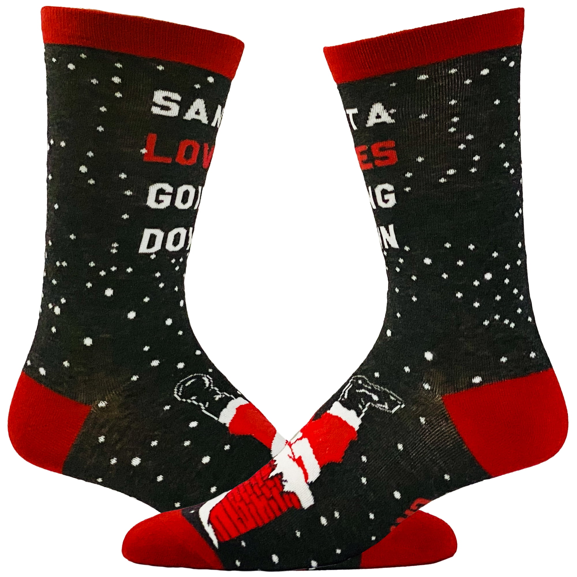 Men's Santa Loves Going Down Socks Funny Christmas Party Chimney Sexual  Innuendo Novelty Footwear 