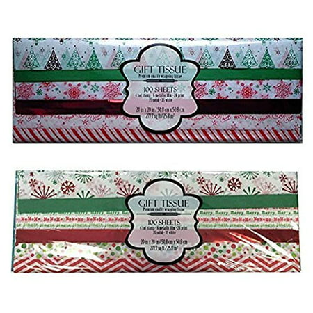 Christmas Gift Tissue Paper (200 Sheets) Paper and Mylar ChristmasTree and Snowflake Themed