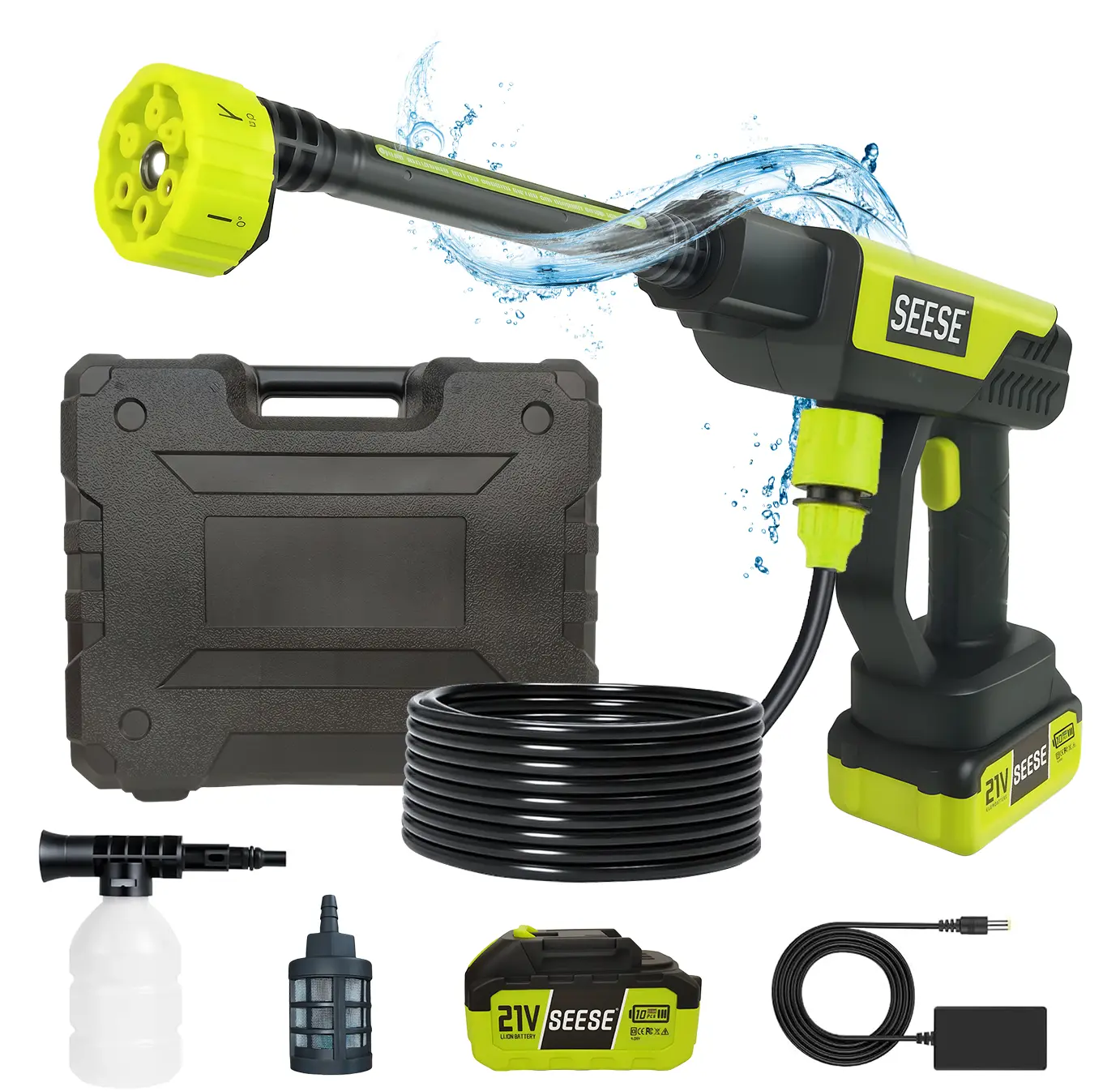 【SummerVibes】SEESE Cordless Pressure Washer and Single Port Charger Base, Bottle Portable Washer for Car,Home Cleaning & Garden Watering