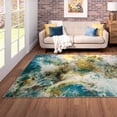 thumbnail image 3 of Mohawk Home Prismatic Hamilton Gold Transitional Geometric Precision Printed Area Rug, 8'x10', Teal & Gold, 3 of 5