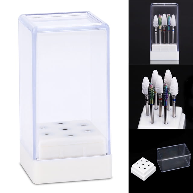 Soporte de Broca de Taladro de Umas, 7 Agujeros de Taladro de Unas bits Box Box Bits de Umas Organizador Bottor de la Uaña Con 2.4 x 1.3 x 1.3 Pulgadas para