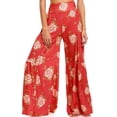 thumbnail image 1 of VISgogo - Pantalones palazzo con cinturón para mujer, pantalones de playa sueltos bohemios de cintura alta con estampado floral/a cuadros/cachemira VISgogo moda, 1 of 3