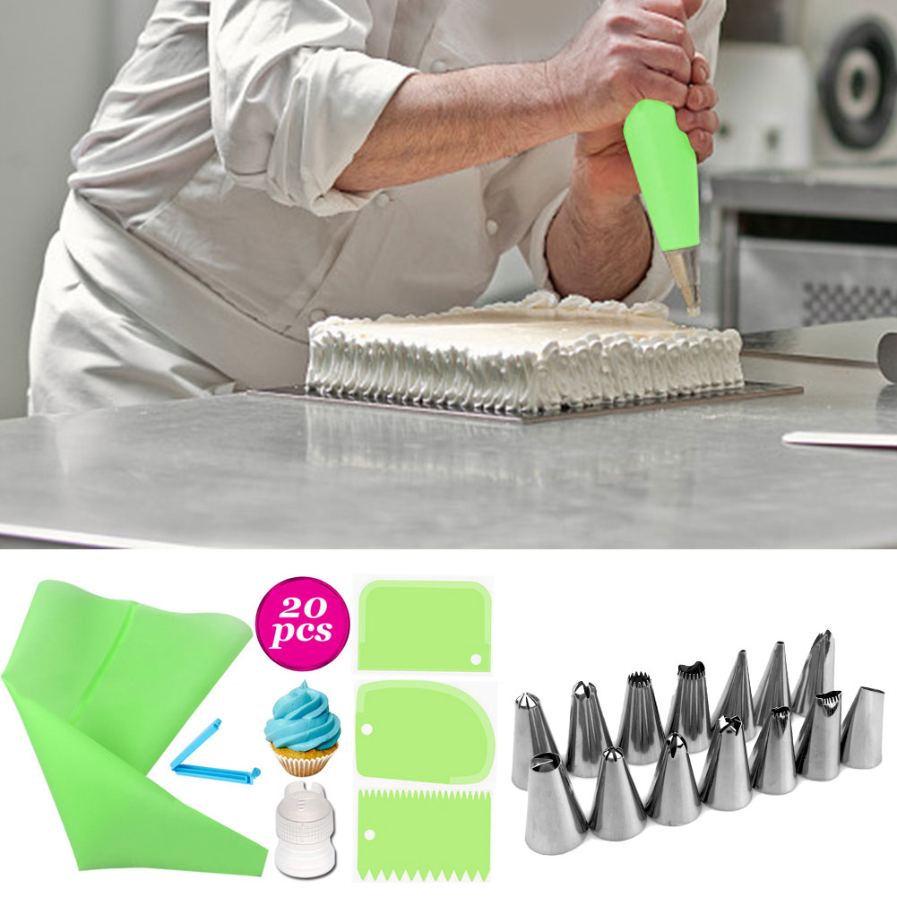 LeKing 20PCS/Set Silicone Pastry Bag Tips Kitchen DIY Icing Piping