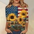 thumbnail image 2 of 4th of July Shirts for Women Loose 3/4 Sleeve Red White and Blue Print T-Shirts Crew Neck Independence Day Patriotic Tunic Tops USA 250th Anniversary Celebration Party 1776-2026 Blouses, 3XL, 2 of 5