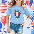 thumbnail image 2 of MIXUE Girls Tops & T-Shirts Kids Summer Fourth Of July Independence Day Ice Cream Print Round Neck Short Sleeve Casual Party Tshirts Outwear,Blue,8-9 Years, 2 of 4