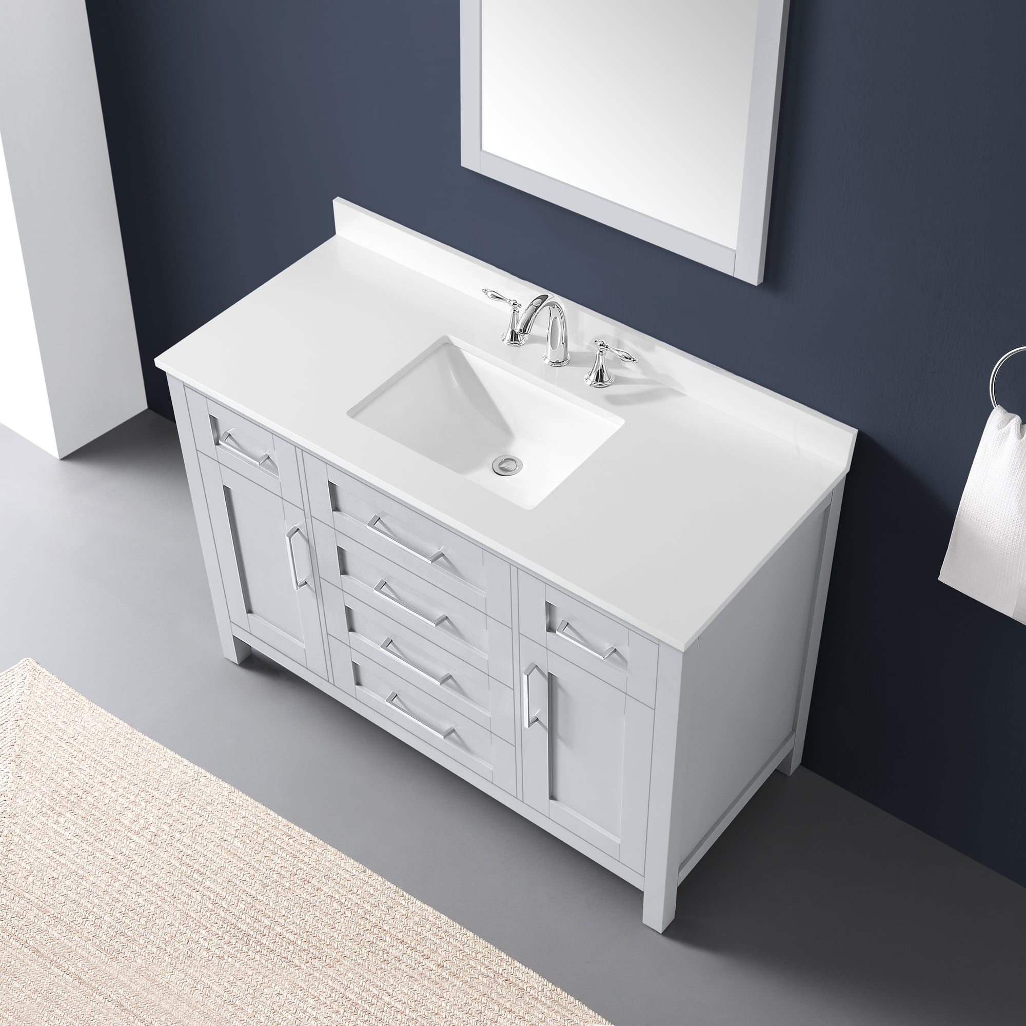 Ove Decors Tahoe 48 W x 21" D Freestanding Bathroom Vanity with Sink and Mirror, Dove Gray