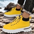 thumbnail image 5 of Men's , Rugged Traction Tread for Urban Strolls, Beach Walks & Hiking (Unisex) & High-Top Ankle Boots - Mustard-Yellow PU Hiking & Casual with PVC Sole, All-Season Outdoor Trekking Boots, 5 of 6