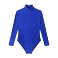 thumbnail image 5 of YONGHS Women's Mock Turtle Neck Long Sleeve Bodysuit Zipper Back Stretchy Gymnastics Dance Leotard Royal Blue M, 5 of 7