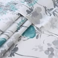 thumbnail image 4 of Cafe Curtains, Leaf Flower Printed Rod Pocket Short Window Curtains, Floral Print Kitchen Window Curtain Sets for Bathroom, 27" x 24",Teal/Grey, Set of 2, 4 of 7