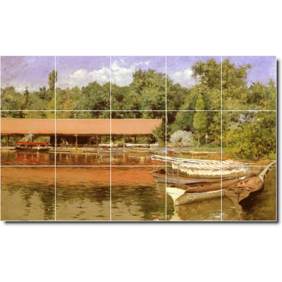Ceramic Tile Mural-William Chase Waterfront Painting 412. 60" w x 36" h using (15) 12 x 12 ceramic tiles