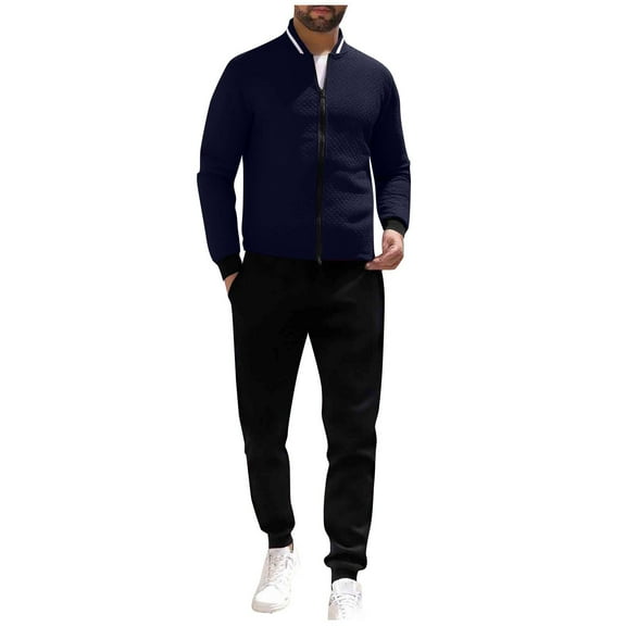 Mens Sweat Suits 2 Piece Set Casual Long Sleeve Zip Up Sweatshirt and Pants Workout Athletic Outfits Sets, M