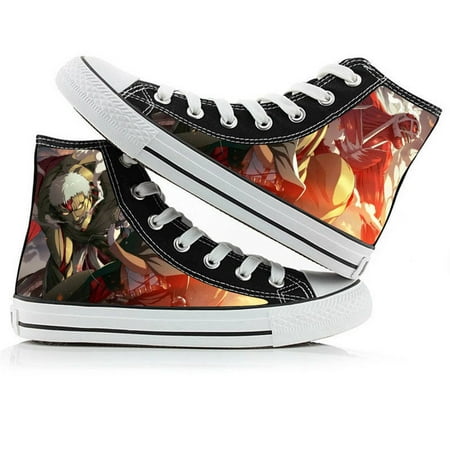 

3D Printed Anime Attack on Titan Canvas Shoes for Fans Kids Children Teen Action Figure Levi Eren Armin Erwin Lace up High Top Walking Running Classic Shoes Unisex Breathable Shoes