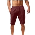 thumbnail image 2 of Mens Linen Shorts Drawstring Waist Breathable Beach Shorts Elastic Waist Summer Shorts Lightweight Solid Color Casual Vacation Lounge Wear, 2 of 6