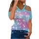 thumbnail image 1 of Tops con estampado de hombros descubiertos de manga corta con cuello en V para mujer Pompotops hkajfhjk466897, 1 of 1