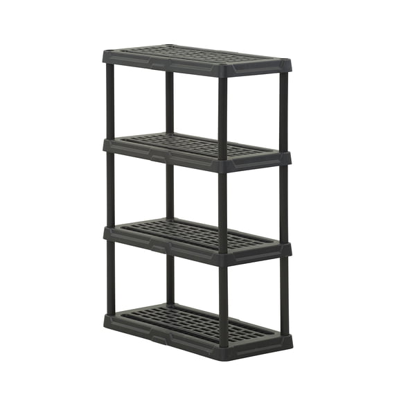 Hyper Tough 4-Shelf Black Plastic Storage Shelf, 36 in W x 18 in D x 53.2 in H, 600 lb Total Capacity