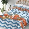 thumbnail image 3 of Ambesonne Nautical Fitted & Top Sheet Set with Shams, Fish Shell Ahoy Chevron, Multicolor, 3 of 5