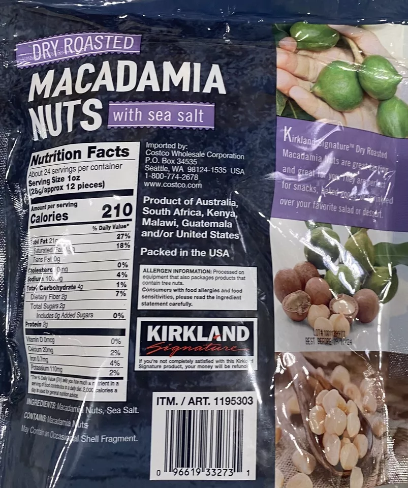 Dry Roasted MACADAMIA NUTS With SEA SALT 24 oz Bag 1.5 Lbs
