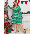 thumbnail image 4 of Flowy Skirt Tunic Dress with Long Sleeves for Plus Size Women - Halloween Bat Theme, Christmas Tree, 2XL, 4 of 7