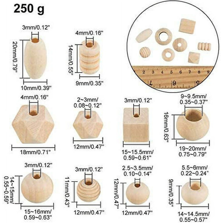 300Pcs Natural Wooden Beads DIY Unfinished Wood Ball Handmade Round  Necklace for Making Jewelry Bracelet Crafts Decorations 