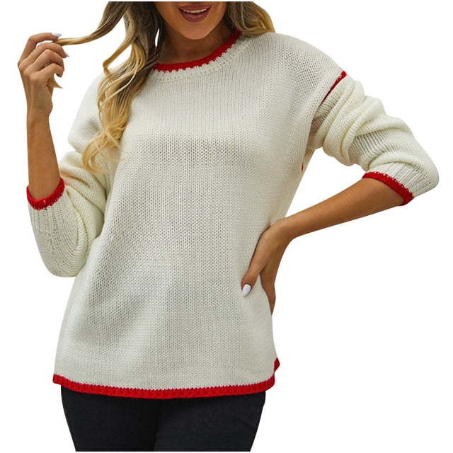 Timegard Sweaters for Women Crewneck Knitted Pullover Lightweight Fall Casual Long Sleeve Shirts Tops