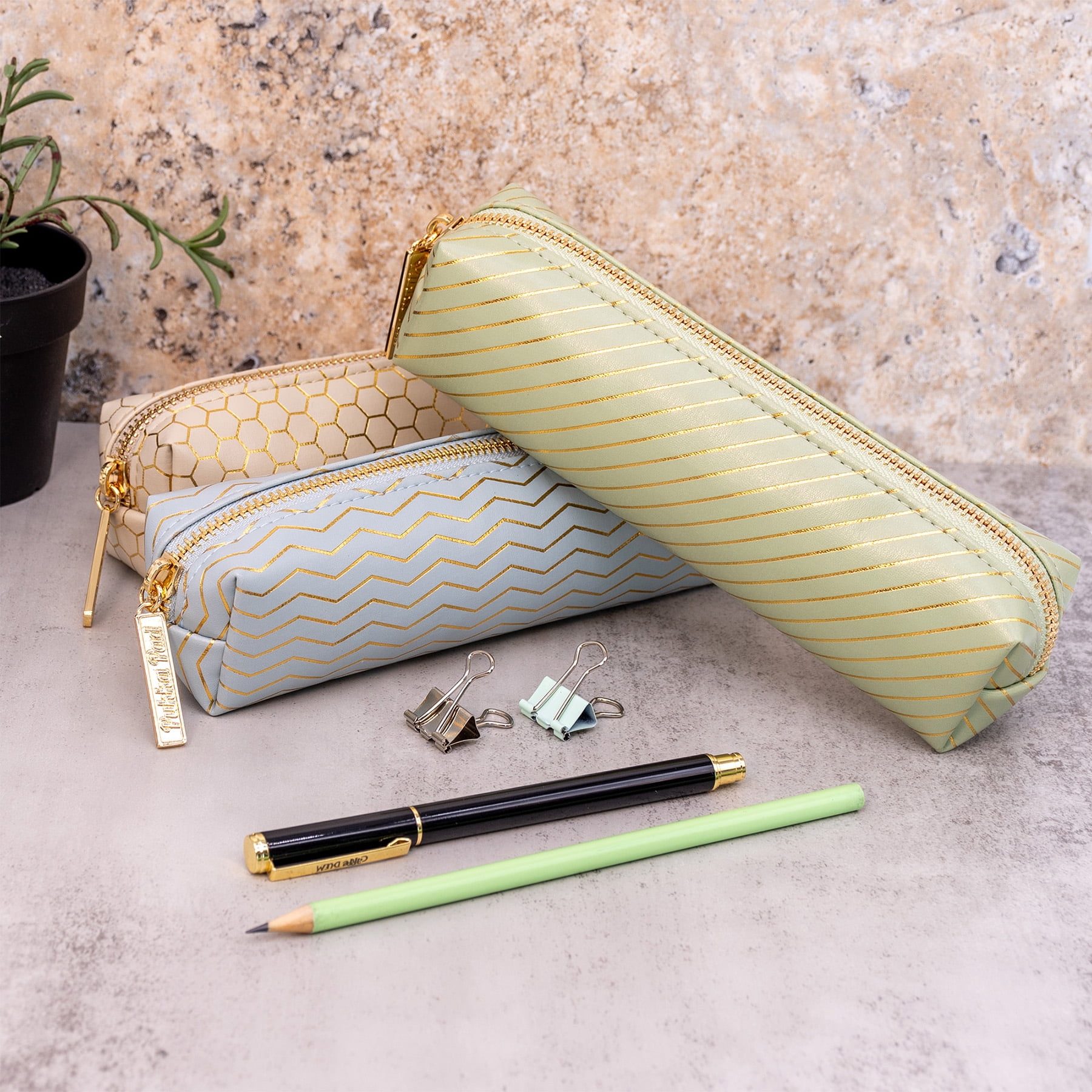 Pukka Pads Pencil Case, Haze, Green, Pack of 3