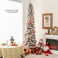 thumbnail image 3 of Costway 7 FT Pre-Lit Slim Christmas Tree Flocked Decoration with Pine Needles & Lights, 3 of 10