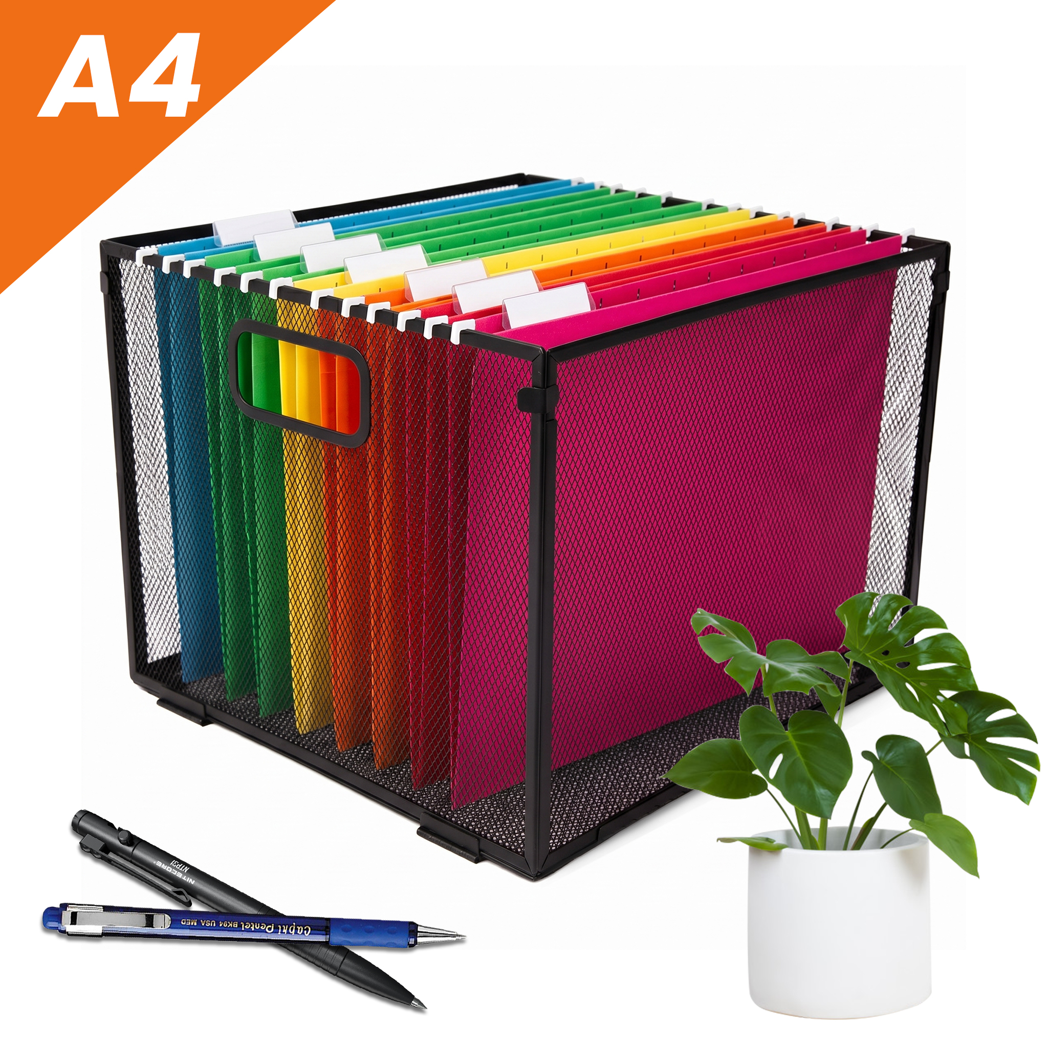 PHANCIR Mesh Metal Hanging File Organizer, Detachable Foldable File Folder for Home & Office, Medium