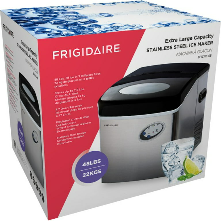 Frigidaire 48 lbs. Extra-Large Ice Maker EFIC115, Stainless Steel
