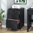 thumbnail image 3 of 2 Drawer Small File Cabinet, Farmhouse Vertical Filing Cabinet Fits Letter and A4 Size, Under Desk Wooden File Cabinets for Home Office, Printer Stand, Black, 3 of 16