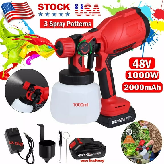 High Pressure Cordless Paint Sprayer Electric Airless HVLP Spray Gun with 48V Battery